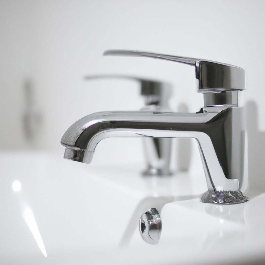 Licensed plumber installing a modern chrome faucet in a bright white Canadian bathroom